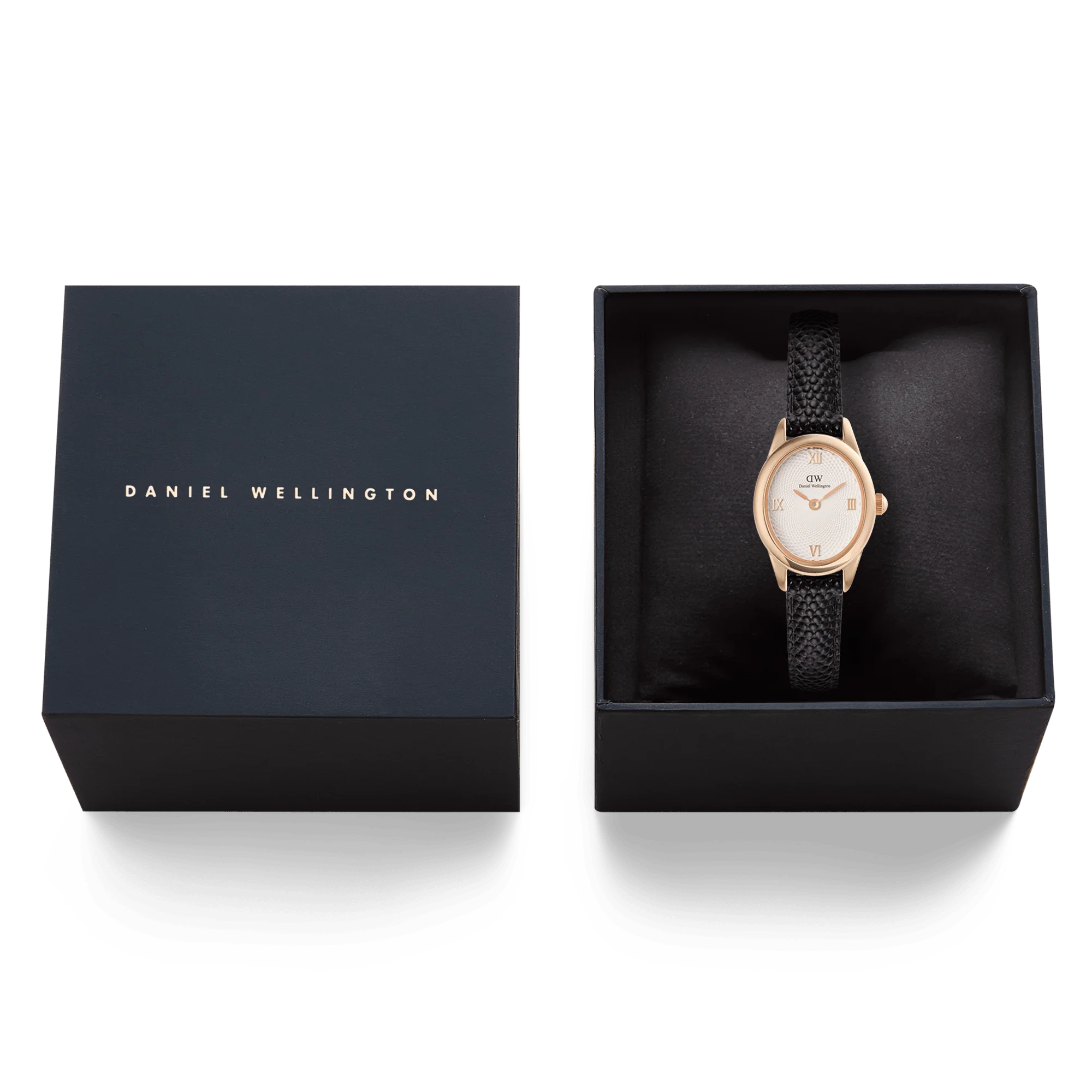 Ophelia Mini Black Lizard White Guilloché Rose Gold - Image 6